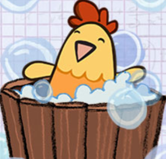 Chicken in a wash tub with bubbles
